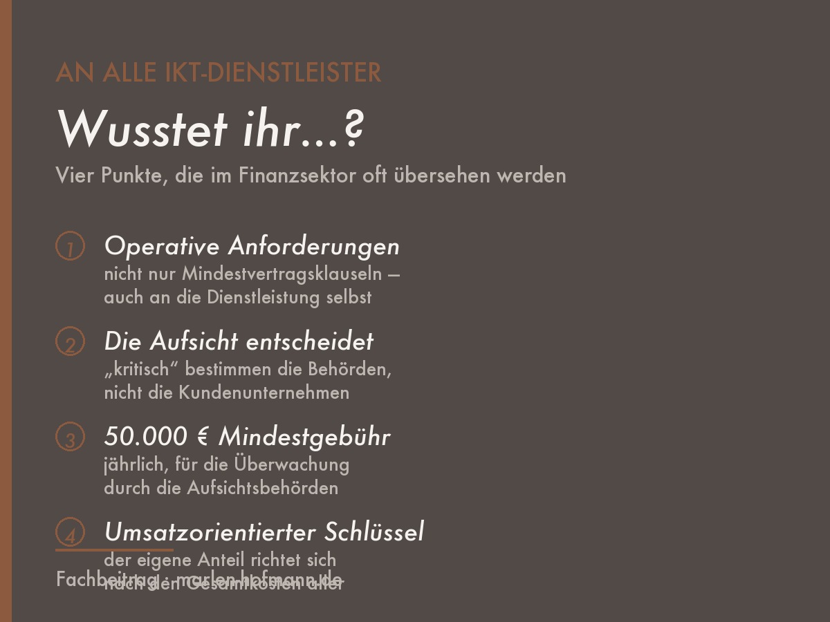 🔎 An alle IKT-Dienstleister im Finanzsektor!