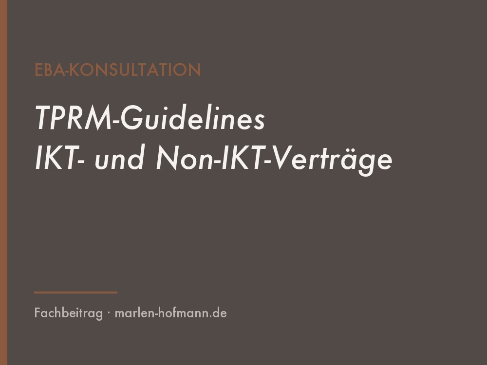 viele von uns warten seit Langem auf klare und konsistente Regeln für das Management von IKT- und Non-IKT-Verträgen, denn die aktuelle Situation ist eher unbefriedigend