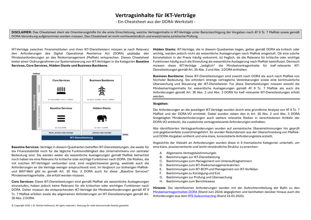 Vorschau: Vertragsinhalte für IKT-Verträge