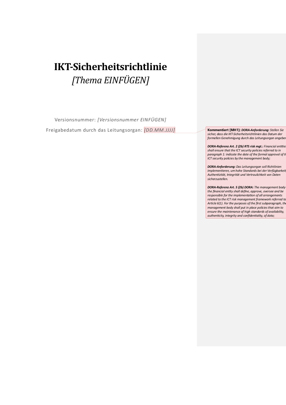 Vorschau: Musterrichtlinie IKT-Sicherheit