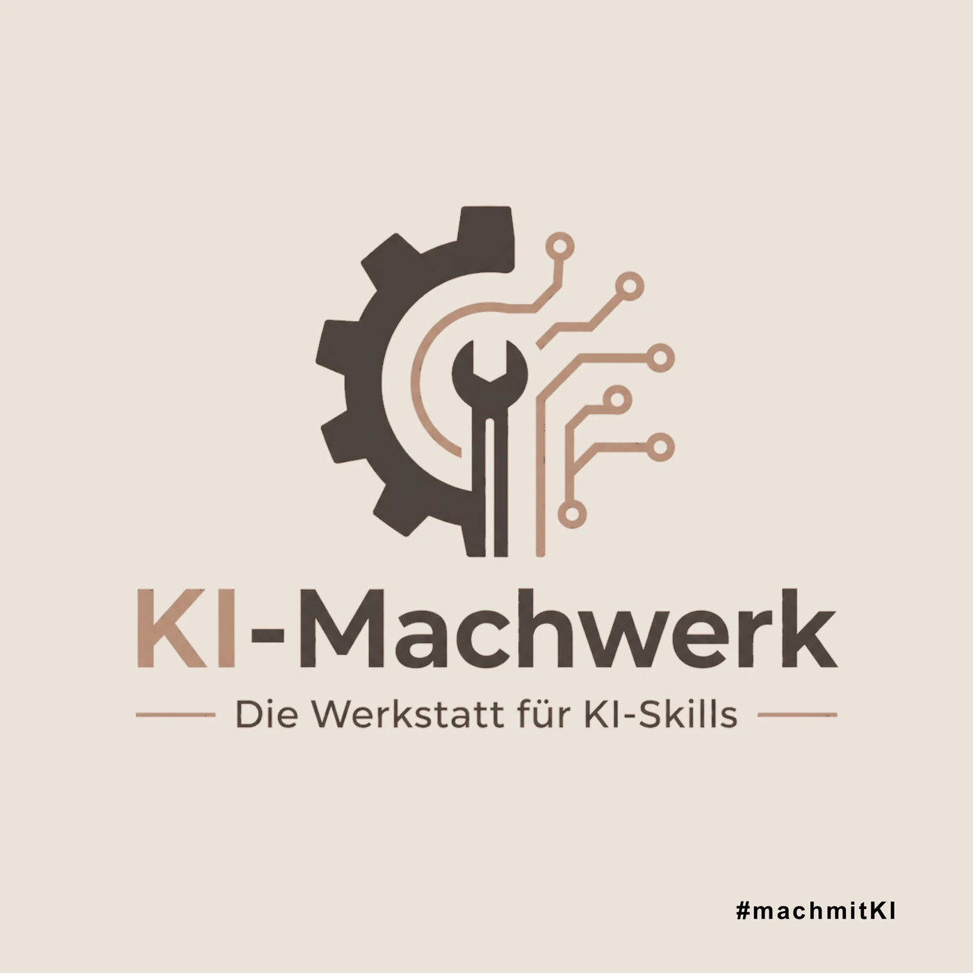 Titelblatt mit dem Logo des KI-Machwerks und dem Untertitel „Die Werkstatt für KI-Skills“