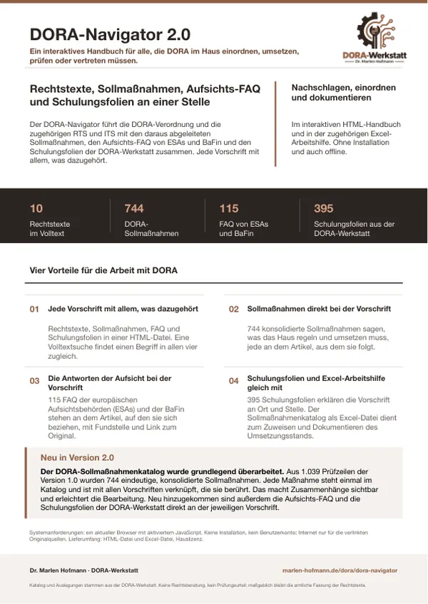 Produktblatt DORA-Navigator 2.0, Seite 1