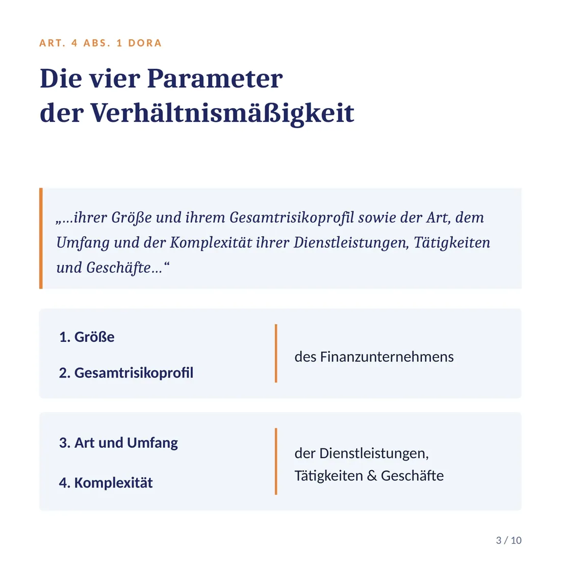 Die vier Parameter der Verhältnismäßigkeit
