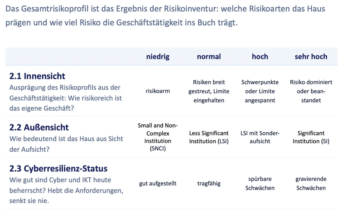 Parameter 2: Gesamtrisikoprofil — Innensicht, Außensicht, Cyberresilienz-Status